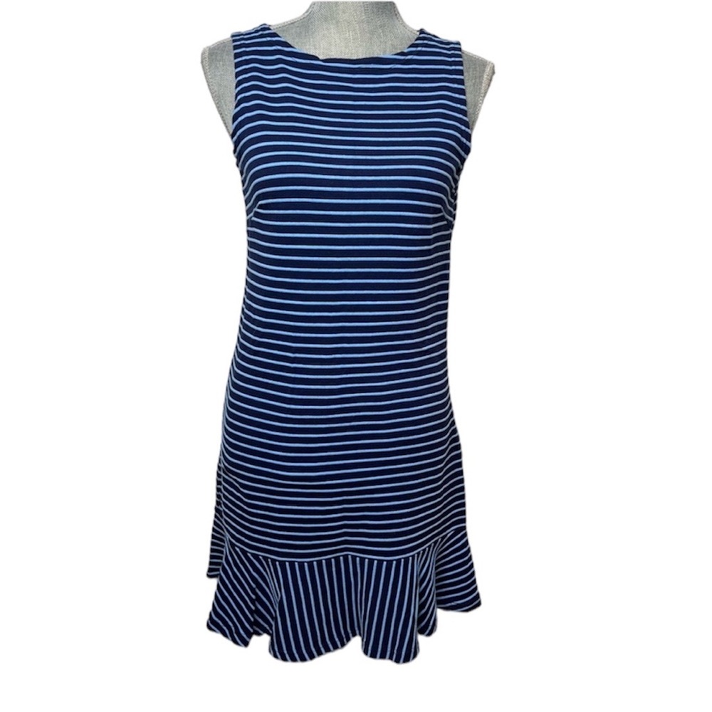 Sail to Sable STS Womens Size XS Navy and Blue Stripe Sleeveless Dress Nautical